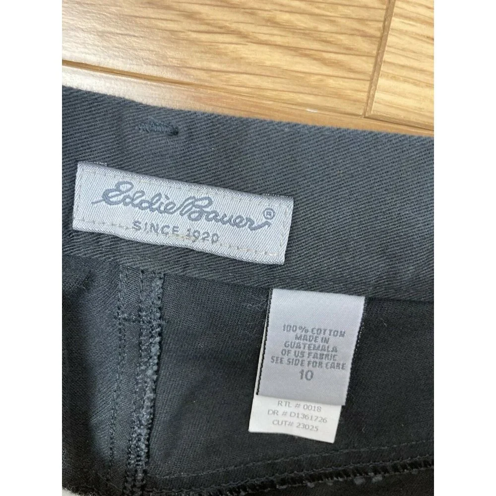 *New Eddie Bauer Capri Jean Pant Womens 10 Black 5 Pocket Casual Tapered Leg